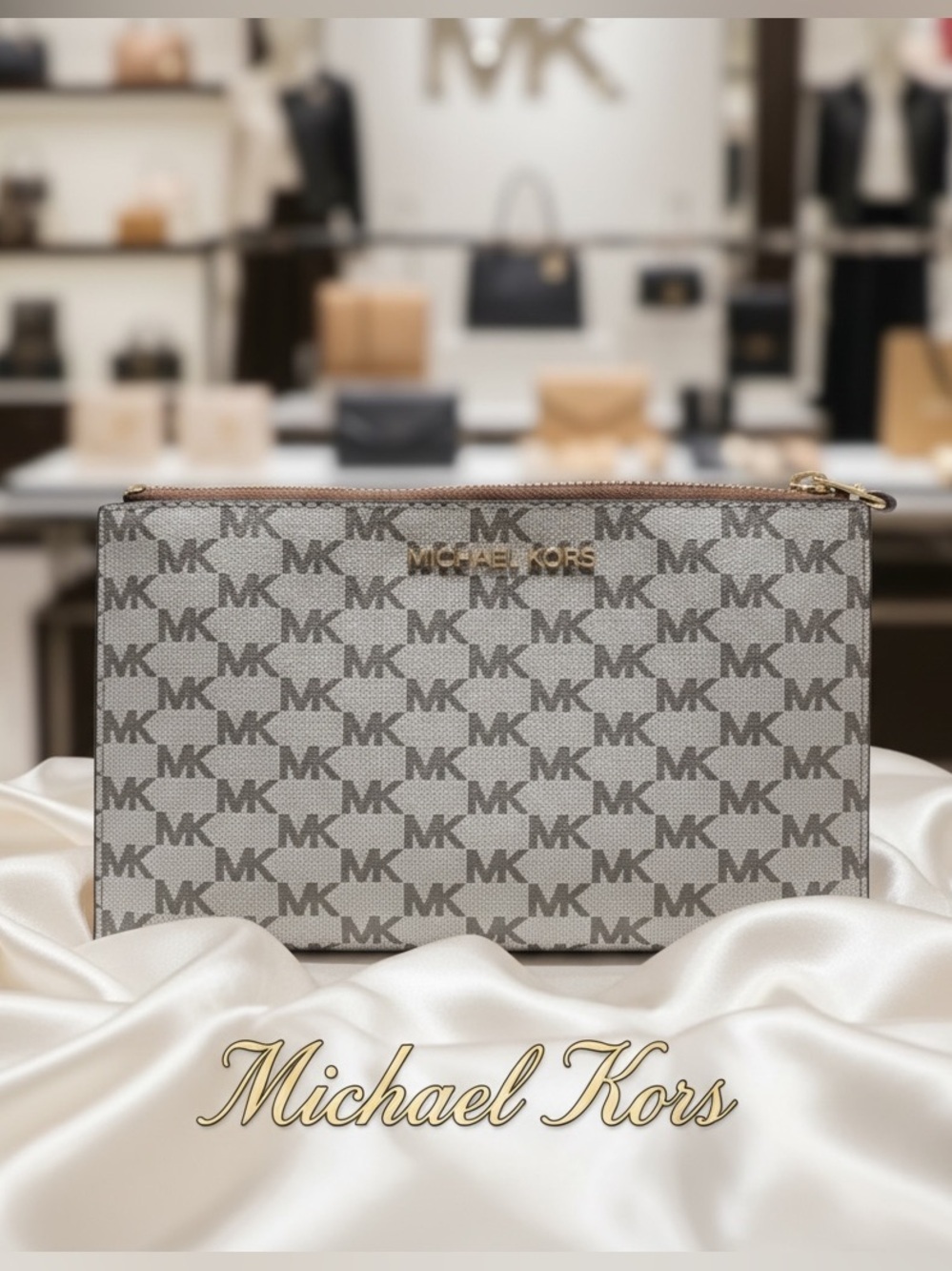 👜 NWOT Michael Kors Jet Set Large Zip Wristlet Vanilla 👜